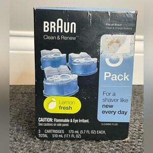 BRAUN Clean & Renew lemon fresh 3 pack NEW Mens Shave Skincare Lotion Cleaner